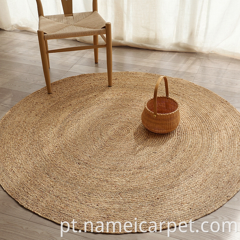 Round Natural Fiber Water Hyacinth Braided Rug Carpet Floor Mats